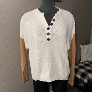 American Eagle • Colorblock Knit Henley Sweater